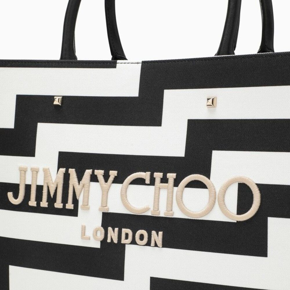 Jimmy Choo M Avenue Black/White Canvas Tote Bag - Picture 5 of 5